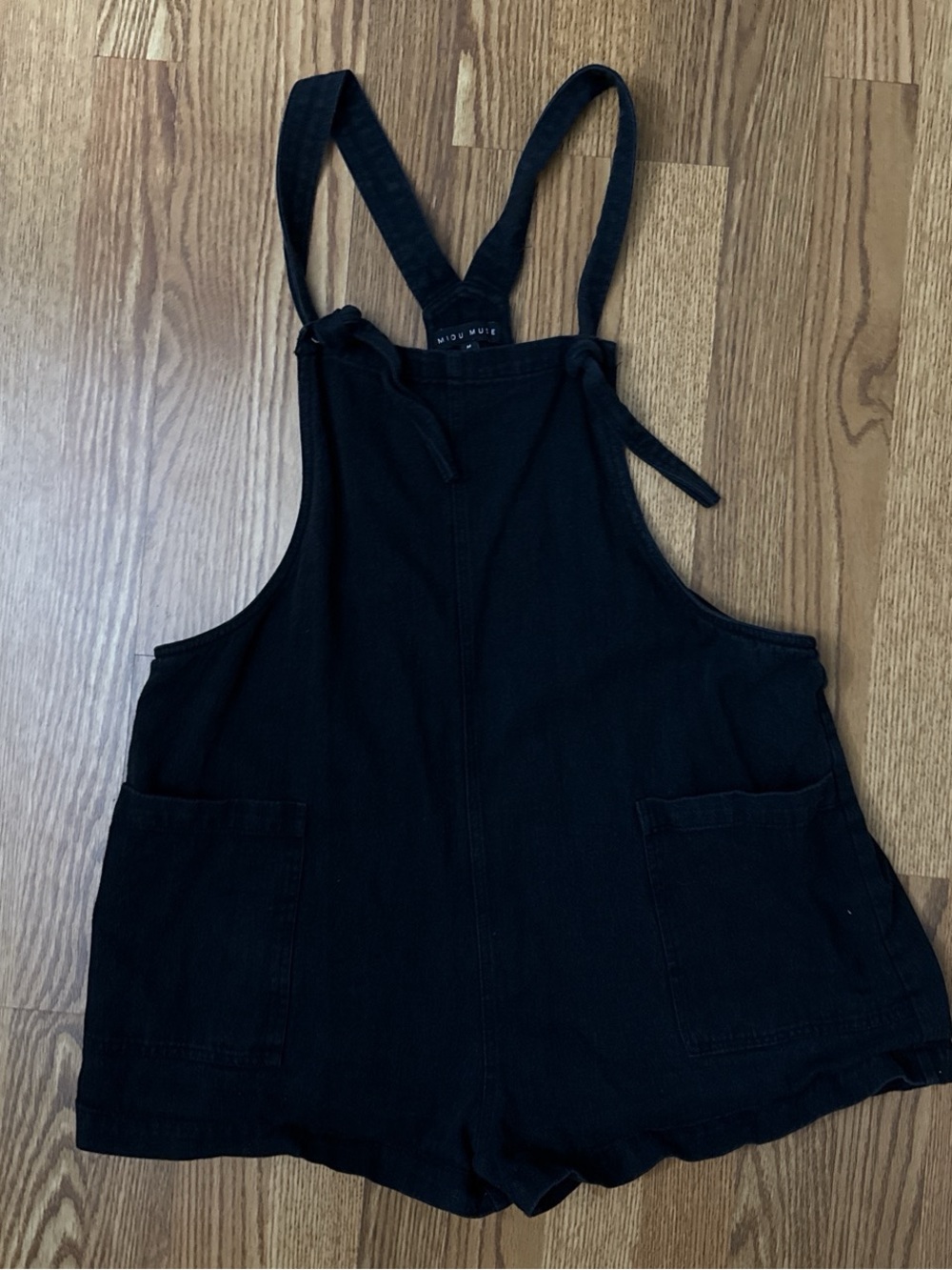 Mossy Mule Black Denim Shortall Romper